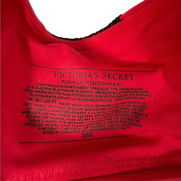 Victoria's Secret Red and Black Lace Push-up Bra size 36D - Picture 4 of 4